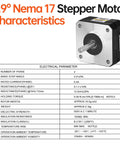 0.9° Nema 17 Stepper Motor 2 Phase High Torque 0.09Nm(12.75oz·in) Bipolar 0.4A 9.1Ω 42x21mm 4-Lead specifications
