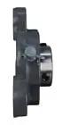 Rock Solid 15/16 Inch Bore Three Bolt Flange Bearing Cast Iron Housing side view with grease zerk for industrial use.