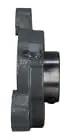 High Performance 1-5/16 Inch Bore Three Bolt Flange Bearing Featuring Tough Cast Iron Housing and Grease Zerk for Easy Maintenance Includes Narrow Inner Ring Two Set Screws SBTRD207-21G FHSF3X207-21G VF3S-121 side view showing the flange and bolts.