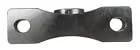 Steel bracket with central bearing mount, two bolt holes, suitable for industrial applications
