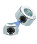 Close-up view of 16pcs Set Screw Collars 1/4" Bore Carbon Steel Shaft Collars, 1/2" OD, 5/16" Width Lock Axle Collar Clamp for Linear Rod Shaft Guide.