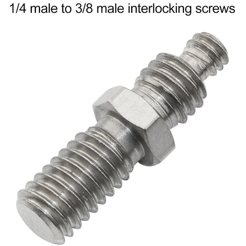 One Quarter To Three Eighths Inch Tripod Screw Adapter Set For Camera Accessories showing dual threads and iron material.