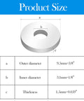 Diagram showing dimensions for Pop Back Up Washers For 1/8 Inch Rivets Corrosion Resistant Aluminum 255 Pcs, including 3/8 inch OD and 1/8 inch ID.