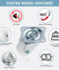 1" Low Profile Caster Wheels Set of 4 - Quiet Polyurethane Casters for Furniture, 360° Swivel Plate Design, Each Holds 22 lbs, Smooth Rolling, No Noise.