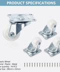 1" Low Profile Caster Wheels Set of 4 - Quiet Polyurethane Casters for Furniture, 360° Swivel Plate Design, Each Holds 22 lbs, Smooth Rolling, No Noise.
