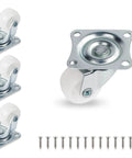 1" Low Profile Caster Wheels Set of 4 - Quiet Polyurethane Casters for Furniture, 360° Swivel Plate Design, Each Holds 22 lbs, Smooth Rolling, No Noise.