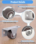 1 Inch Low Profile Casters Wheels Set Of 2 With Side And Top Plate Mounting, Quiet Rubber Castors For Small Cabinets, Furniture.