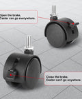 4 Pack 1.5" Swivel Stem Caster Wheels - Replacement Furniture Casters with Locking Brake, Metric M8 Threaded Stem, for Table, Drawer, Plant Shelf, Metal Rack, Laundry Basket