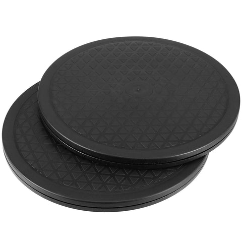 Black 4 Pack 10 Inch Rotating Swivel Turntables with 360 Degree Rotation and Steel Ball Bearings, stackable view.