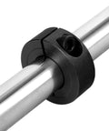 Durable 1-1/4 inch bore shaft collars set in 1045 steel, four-piece split clamp design with M4 screws, securely gripping shaft