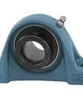 Front view of 2-3/8 in Wide Inner Ring Eccentric Collar Low Base Shaft Pillow Block Single Unit, Cast Iron Housing, Sealed Ball Bearing Insert.
