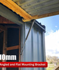 10mm Ball Stud Gas Spring Mounting Bracket Kit installed on outdoor metal structure showing angled mounting bracket