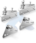 10mm Ball Stud Mounting Bracket Kit for Universal Gas Struts, showing 2 angled and 2 flat silver brackets with screws on white background