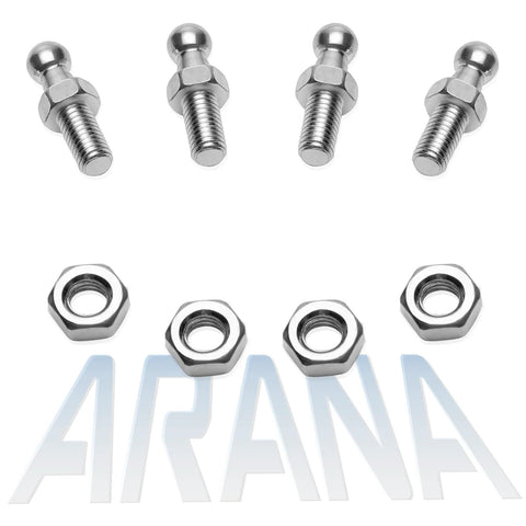 10mm Ball Studs With Hardware For Gas Struts And Lift Supports, 5/16-18 Thread, 5/8-Inch Long Shank, Carbon Steel Galvanized