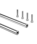 10mm Chrome Plated Linear Rods 200mm Long, 2pcs Solid Linear Motion Shafts with M5 Internal Threaded Ends, mounting bolts visible