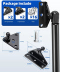 Diagram of 10mm ball stud gas strut mounting brackets set of 4 includes 16 screws for lift supports with measurements and details.