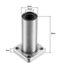 HiPicco LMK10LUU 10mm square-flange linear bearing with four mounting holes, silver metal