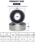 10 PCS 6000-2RS Double Rubber Seal Bearings 10x26x8mm product size chart showing dimensions and bearing specifications.