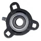 Straight Shooter 3/4 Inch Three Bolt Flange Bearing With Lock Collar And Grease Zerk Cast Iron Housing Shaft Mount set screws, top view.
