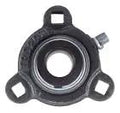 Straight Shooter 3/4 Inch Three Bolt Flange Bearing With Lock Collar And Grease Zerk Cast Iron Housing top view showing mounting holes.