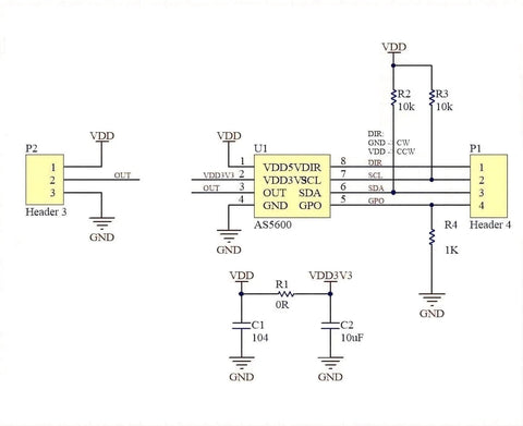 AS5600 Magnetic Encoder 3.3V 12 Bit High Precision Magnetic Induction Angle Sensor Module schematic diagram