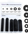 120Pcs Flat Rubber Washers Set 5 Sizes 16 18 20 25 30mm Black Sealing Washers in storage box