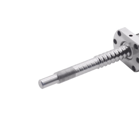 12mm Ball Screw SFU1204 500mm end, precision 4mm lead, low friction for CNC machines, DIY projects, shown with attached nut