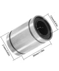 12mm bore linear bearing with double seals for dust resistance, showing dimensions and robust design for smooth, low-friction CNC motion.