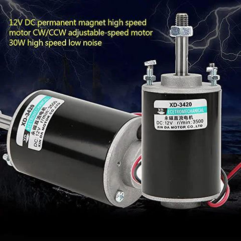 30W CW/CCW High Speed Permanent Micro DC Magnet Motor Low Noise Permanent Magnet DC Motor for DIY Generator(12V 3500rpm)