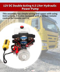 12V DC 4.5Liter Reservoir Hydraulic Power Pump Double Acting 4 Way Unit Hydraulic Pump with remote control for dump trailer