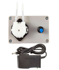 Top view of 12V Adjustable Peristaltic Dosing Pump Liquid Metering Pump with Adapter for Aquarium Lab Analytical EK1960 with power adapter