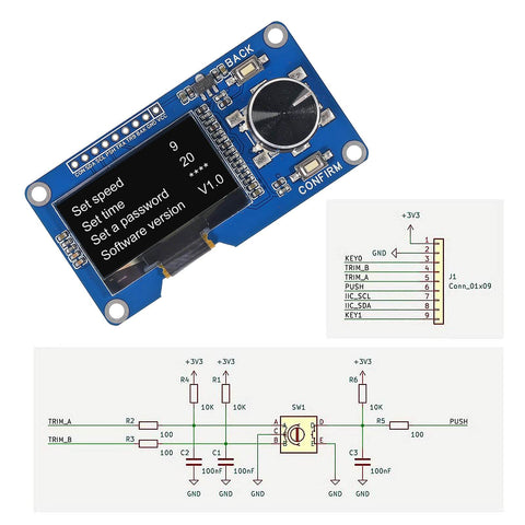 1.3 Inch OLED Display Module With EC11 Rotary Encoder Button, I2C Interface, SH1106 Driver, White Screen, Arduino Projects