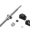 16mm Anti-Backlash Ball Screw Kit SFU1605 RM1605 with ball screw nut, BK BF12 bearings, and coupler for CNC machines