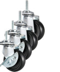 2 Inch Locking Swivel Casters Set Of 4 With 1/4-20 Threaded Stem For Wire Shelving Racks Heavy Duty Steel Wheels Max Load 400 Lbs