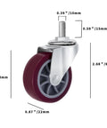 2 Inch Threaded Stem Casters Set Of 4 Heavy Duty Polyurethane Industrial Castors Wheels For Cart, Furniture And Workbench