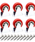 2 Inch Rigid Plate Caster Wheels No Swivel For Furniture And Workbenches, Hard Rubber Wheels, 6 Pack With 24 Screws Included