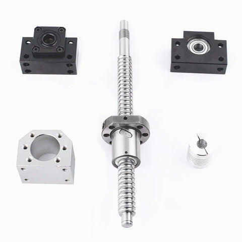 200mm Ball Screw Assembly SFU1605 With 16mm Diameter And 5mm Lead, Includes Metal Ball Nut, BK12 And BF12 End Supports