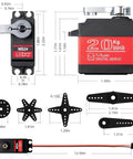 20KG Servo Motor High Torque Digital Servo Metal Gear Waterproof for 1/8, 1/10 RC Model DIY Car Robot, DS3218, Control Angle 270 Degree, shown with metal gears, dimensions, and accessories.