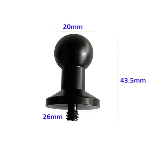 Universal Ball Head Mount Adapter For Action Cameras From 20mm 17mm 15mm And 13mm To One Quarter Inch Screw, side view with dimensions