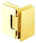 Premium Gold Plated 90 Degree Glass To Glass Hinges With Reversible 5 Degree Pivot Pin, solid brass construction for shower doors.