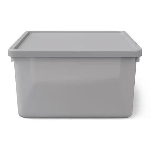Straight Up Essential Stackable Medium Storage Bins With Secure Lids Hella Neat Gray Plastic Organizer Box For Clothes And Toys Keeps Your Whole Life On Track Today, gray plastic storage bin with lid, 12.5x12x6.5 inch size.