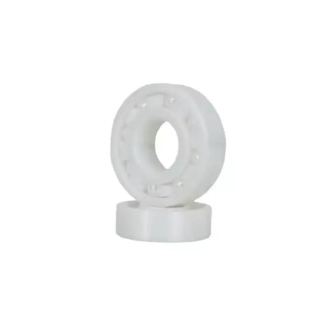 Full Ceramic Bearing ABEC-9 Precision ZrO2 Zirconia Deep Groove Ball Bearing 5x10x4 Millimeters in white color.