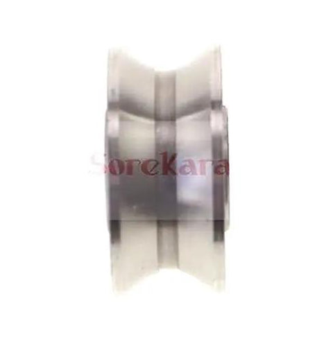 Heavy Duty V Groove Guide Pulley Sheave Rockin Fully Sealed Rail Ball Bearings And Dead Straight Five Point Five Millimeter Width side view.