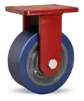 Shop Ready Badass Heavy Lift Rigid Caster With 8 Inch Polyurethane Tread On Forged Steel Rim Using 1 Inch Straight Roller Bearings.