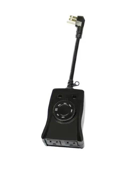 Solid Build Outdoor Manual Countdown Timer With Two Grounded Plugs Straightforward Lock Dial No Batteries Needed For Porch Lights