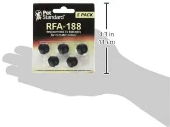 Built Tough Rfa 188 Replacement Battery Pack Five Count For Pet Training Collars 3V Lithium Ion Cell in hand for size reference.