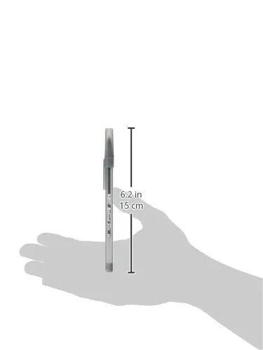 60 Count Round Stic Xtra Life Black Ballpoint Pens Deliver Top Shelf Writing With Smooth Gliding Ink That Locks Far Longer Than Regular Pens shown in hand for size comparison.