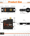 Product size diagram of 21G Micro Servo Motor Metal Geared Mini Digital Servo Kit with 25T Horn for 1/14 1/16 RC Car Robot Helicopte (1)