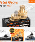 21G Micro Servo Motor Metal Geared Mini Digital Servo Kit with 25T Horn for 1/14 1/16 RC Car Robot Helicopte (1) close-up view with gears