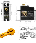 21G Micro Mini Digital Servo of Metal Gears with 25T Servo Horn for 1/14 1/16 RC Crawler Car Upgrade Servo Parts Model Boat Airplane Robot (1PC) showing dimensions and design detail.
